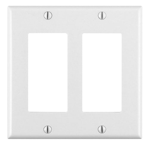 LEVITON  2-Gang Decora/GFCI Device Wallplate, Standard Size, Thermoset, White